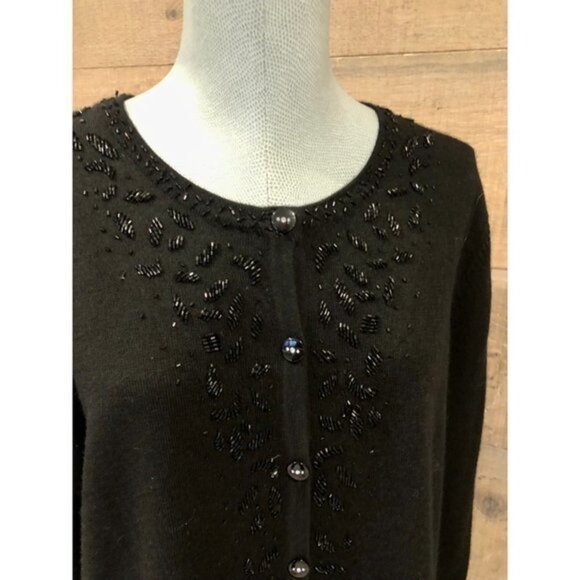 Marisa Kristina women black merino wool cardigan size L - Picture 2 of 11